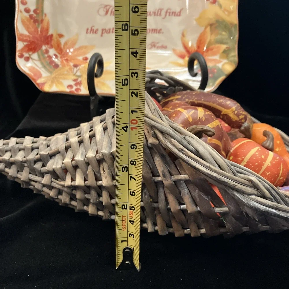 222 Fifth Autumn Family Celebration 10in Serving Dish & Thanksgiving Cornucopia